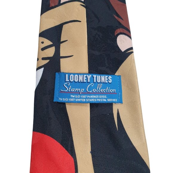 Looney Tunes Stamp Collection Taz Bugs Necktie Tie Vintage Work Cartoon Postman - Picture 4 of 5